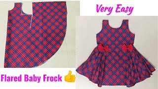 Side Pleated Full Flared Baby Frock Cutting and Stitching Very Easy for 34 Year [upl. by Thamora]