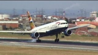 British Airways 757 struggles with Crosswind [upl. by Mccutcheon]