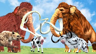 Woolly Mammoth Vs Mammuthus Primigenius Fight Giant Bull Vs Hyenas attack Cow Cartoon Animals Epic [upl. by Ammeg971]