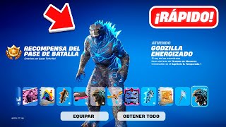 ¡24 NIVELES RAPIDO COMO CONSEGUIR la SKIN de GODZILLA en FORTNITE TODAS LAS RECOMPENSAS [upl. by Sherar]