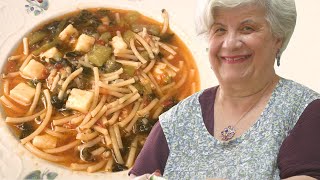 Maria makes a Sicilian bucatini pasta with summer squash tenerumi leaves [upl. by Aivatal]