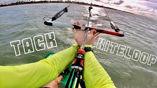 Downloop waterstart and kiteloop tack  Lightwind KITE FOIL [upl. by Atipul]