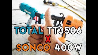 Unboxing amp Test Run Electric Paint Sprayer TOTAL TT3506 dan SONCO 400W [upl. by Anaher]