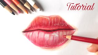 How To Draw Lips  Colored Pencil Tutorial [upl. by Norrv409]