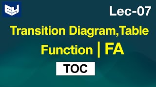 Finite Automata  Transition diagrams  Table and Function  TOC  Lec07  Bhanu Priya [upl. by Knuth]