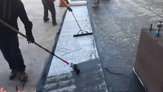 HYDRALASTIC 836 Application with REINFORCING FABRIC HCR and PROTECTION COURSE [upl. by Odnomyar]