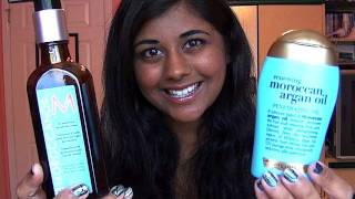 Review Moroccan Oil Hair Treatment vs Organix Renewing Moroccan Argan Oil [upl. by Rednas]