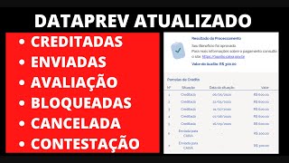 DATAPREV ATUALIZADO Novas Informações Creditada Enviada Avaliação Cancelada Contestação [upl. by Klinger499]