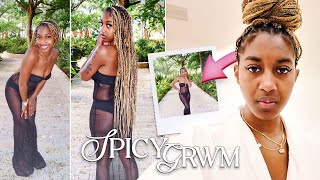 🌶 GRWM For A Night Out  Full body Mesh Dress  knotless Braids Revamp [upl. by Hawk161]