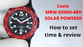 How to set time with review for Casio MRWS300H4BV  TrendWatchLab  Casio  Solar [upl. by Liagaba]