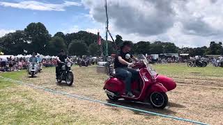 Historic vehicle gathering MOTORCYCLE PARADE Powderham castle [upl. by Mia]