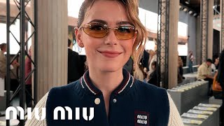 Miu Miu SS25 Show  Front Row Interviews [upl. by Annaitat]