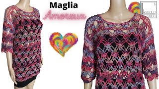 TUTORIAL maglia alluncinetto Amoreux [upl. by Helene]