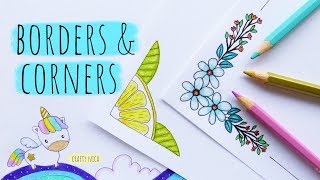 EASY BORDER amp CORNER DESIGNS FOR PROJECTS 3 💜 PROJECT WORK DESIGNS💜 How to DRAW a cute UNICORN [upl. by Yaj915]