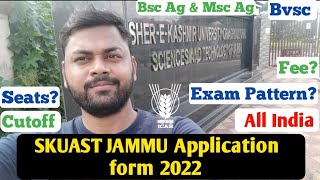 SKUAST JAMMU 2022 Application form  UGPG  Exam PatternFeeSeatsCutoff  krishi Kranti [upl. by Eninaej]