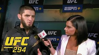 Islam Makhachev speaks after UFC 294 knockout of Alexander Volkanovski  ESPN MMA [upl. by Kiele]