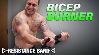 Resistance Band Bicep Workout At Home to Get Ripped [upl. by Yauq]