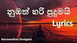 Nubath hari Pudumai Lyrics  Karunarathna Divulgane [upl. by Gaile]