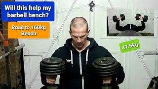 Heavy Dumbbell Chest Session  Strength Surprise  Road to 160kg Bench Press [upl. by Ayokahs912]