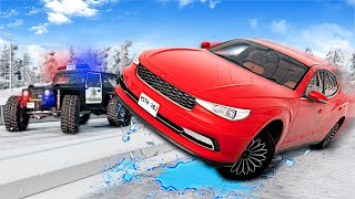 POLICE CHASE ON ICY ROADS BeamNG [upl. by Eislehc]