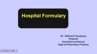 Hospital formularyPharmD IVhospital pharmacyBPharm IV year VII sempharmacy practicePCI syllabus [upl. by Humpage]