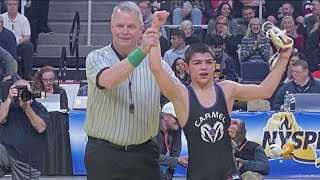 13YearOld Wins Varsity State Championship In Wrestling [upl. by Yanttirb674]