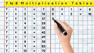 7 to 8 Multiplication Tables  7 amp 8 table  7 times table  8 times table  Multiplication Tables [upl. by Durward]