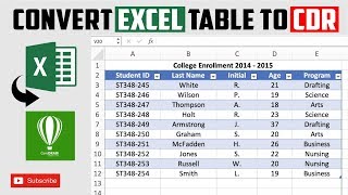 Import Excel Table in CorelDraw Very Easy Way  X5 X7 X8 Any Version [upl. by Uehttam]