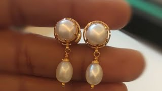 Most Beautiful amp Simple Gold Pearl Earrings with Weight  All Types of Gold Pearl Earrings with [upl. by Atiuqan]