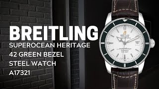 Breitling Superocean Heritage 42 Green Bezel Steel Watch A17321  SwissWatchExpo [upl. by Secnarfyram259]