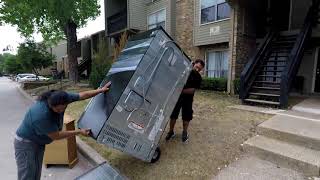 Moving a French Door Refrigerator Upstairs in DallasTX [upl. by Aggri]