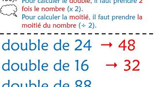 Calcul mental  Calculer le double la moitié nombre inférieur à 100mp4 [upl. by Jyoti179]