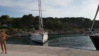 Boat Fail Yacht crashes while berthing in Osor Croatia [upl. by Wendin]