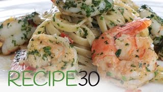 Garlic Linguine Pasta with Shrimp or Prawns [upl. by Naziaf]