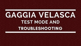 Gaggia Velasca Test Mode and Troubleshooting  Gaggia Caffe TV [upl. by Rurik]