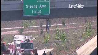 Raw Video Man Jumps from 210 Freeway Overpass [upl. by Neroc]