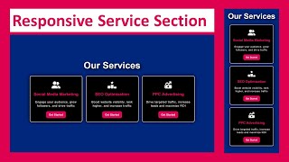 How to Create Responsive Services Section Using CSS Flexbox  Service section in HTML and CSS [upl. by Ahsai]