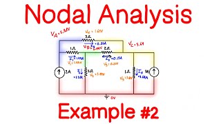 Nodal Analysis Example Problem 2 Two Current Sources [upl. by Rosemare]