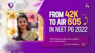 quotPrePG gives a clear picture about your improvementquot  Dr Priya  42K to AIR 605 in NEET PG 2022 [upl. by Netnilc40]