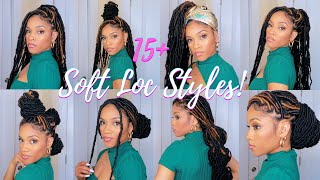 HOW TO STYLE SOFT LOCS IN 15 WAYS  QUICK amp EASY HAIRSTYLES FOR 32quot FAUX LOCS [upl. by Tonie]