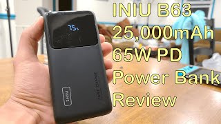 INIU B63 25000mAh 65W PD Power Bank Review [upl. by Llerrat]