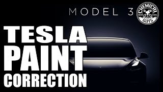 First Look TESLA Model 3  How To Polish New Paint  Chemical Guys Car Care  Black Paint Polish [upl. by Nhepets616]