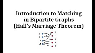 Introduction to Matching in Bipartite Graphs Halls Marriage Theorem [upl. by Aicilet182]