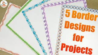 5 Easy border designs for projects  Simple border designs to draw  New Border Designs [upl. by Wesley]