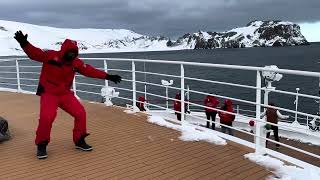 Deception Island Antarctica Entering the Narrow Collapsed Caldera Telephon Bay [upl. by Oivalf]