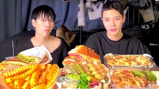 SUB강남맛집 치킨 햄버거 먹방 브이로그 MUKBANG VLOG ASMR아니야 Chicken Hamburger [upl. by Eveneg]