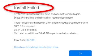 How To Fix Fortnite Install Failed  Fix There Is No Enough Space Error Installed Failed Fortnite [upl. by Chemar]