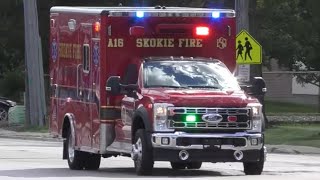 Skokie Fire Department Brand New ￼Ambulance 16 Transporting [upl. by Dickinson]