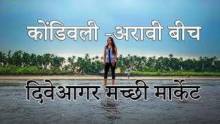 Diveagar Fish Market  दिवेआगर कोंडवीली व अरावी बीच  Shrivardhan beach  Aravi Beach Diveagar [upl. by Esta]