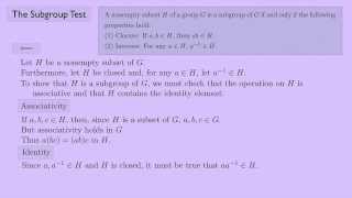 Abstract Algebra 1 The Subgroup Test [upl. by Langan]